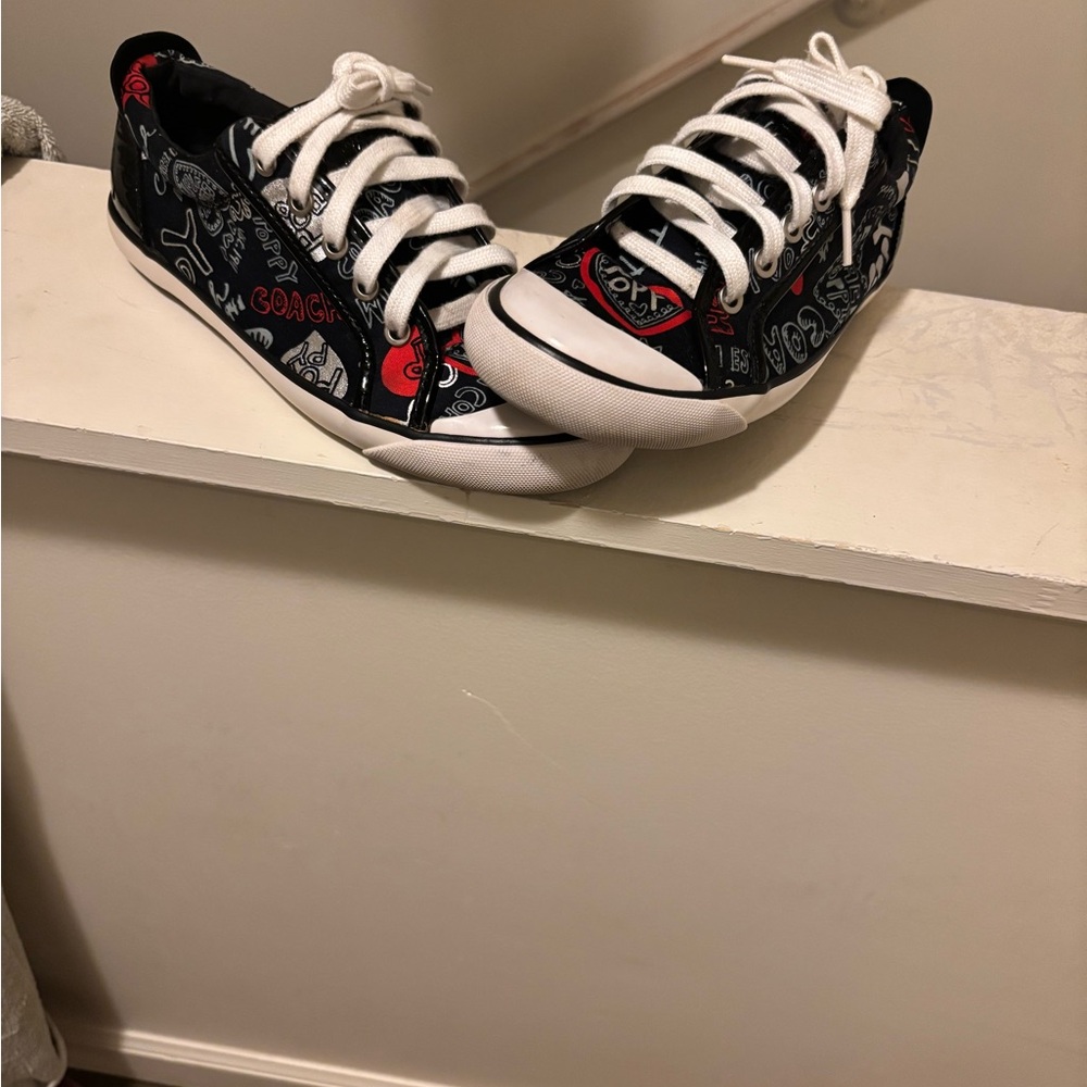 Coach Black and Red Patterned Sneakers - Picture 2 of 5